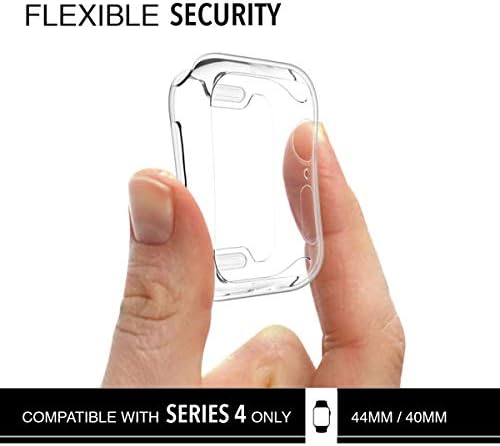 תואם ל- Apple Watch Series 4 מקרה 44 ממ | מכסה פגוש מגן רך ברורה מכסה גמיש אנטי-סקרט דק דק עבור IWatch Series 4